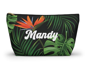 Paradiesvogel Make-up Beutel, Hawaiianische Tropische Palme Schönheit Organizer Clutch Lippenstift Beutel Tasche, Aloha Brautjungfer Geschenk Toilettenartikel, Hula Tasche