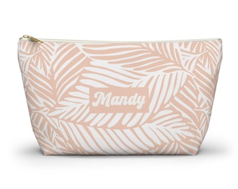 Tropisches Palmenblatt Make-up Beutel, Hawaiianische Palme Schönheit Organizer Clutch Lippenstift Beutel Tasche, Aloha Brautjungfer Geschenk Toilettenartikel, Hula Tasche