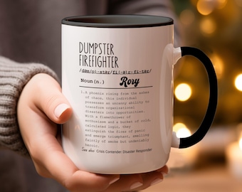 Personalized Mug for Employees, Funny Dumpster Firefighter Mug with Funny Definition, Workplace Gifts, Employee Appreciation Gift