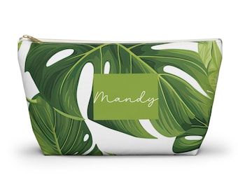 Monstera Magie Make-up Beutel, Hawaii tropische Eleganz und Natur inspirierte Schönheit Organizer Clutch Lippenstift Beutel Tasche, Brautjungfer Toilettenartikel