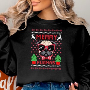 Merry Pug Dog Ugly Christmas Sweater Men&#39;s Long Sleeve T-Shirt, Short Sleeve T-Shirt, Sweatshirt, Hoodie, Funny Christmas Photo Shirt