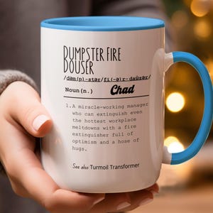 Funny Dumpster Fire Photo Mug with Funny Definition, Dumpster Fire Douser Mug for Boss, Personalized Manager Mug, Funny Coworker Gift