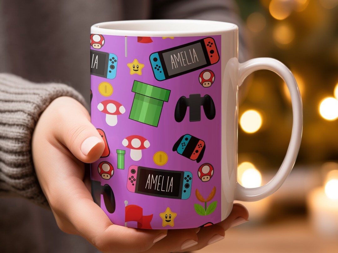 Custom Gamer Mug, Personalized Gaming Coffee Cup, Retro Console Design ...