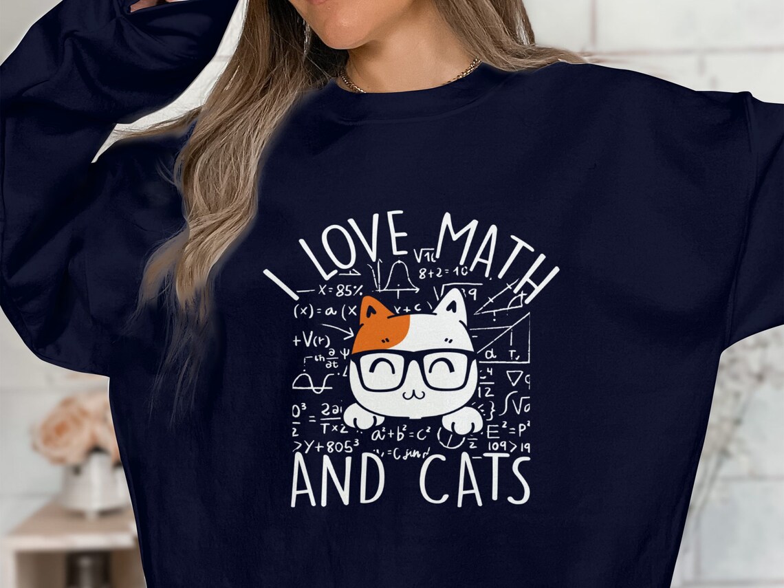 I Love Math & Cats, Math Teacher, Cat Lover T-shirt, Gift for Math ...