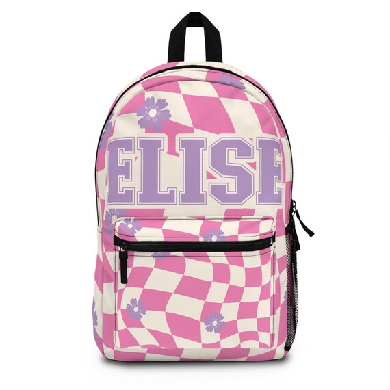 Custom Checkered Name Laptop Backpack, School Bag, Retro  display picture 2