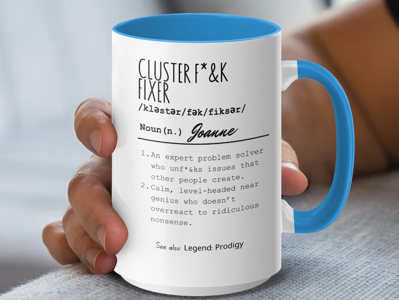 Taza de oficina divertida personalizada, taza para solucionar problemas, regalo para solucionadores de problemas, amantes del café, regalo divertido para compañeros de trabajo, regalo divertido para la oficina imagen 3