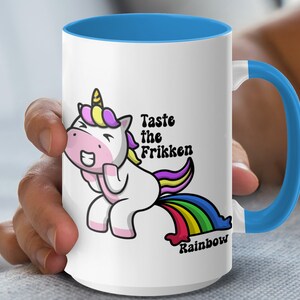 Funny Unicorn Mug, Taste the Rainbow Mug, Humorous Coffee Cup, Unique Gift for Friends, Cute Unicorn Design, Colorful Mug