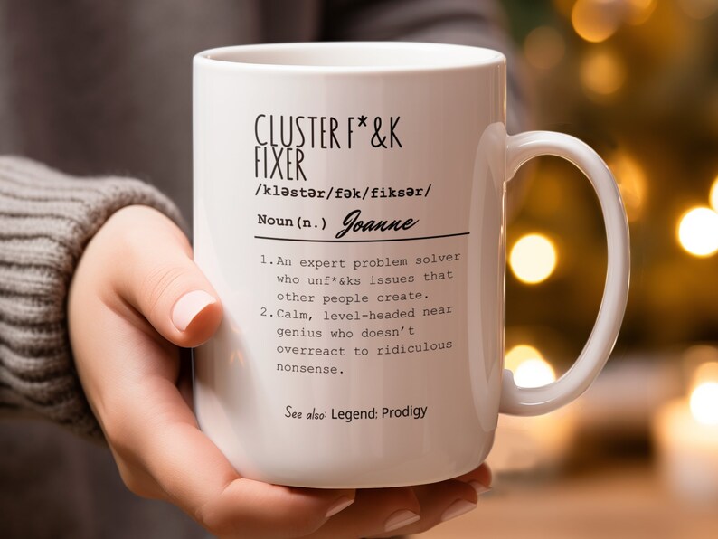 Taza de oficina divertida personalizada, taza para solucionar problemas, regalo para solucionadores de problemas, amantes del café, regalo divertido para compañeros de trabajo, regalo divertido para la oficina imagen 5