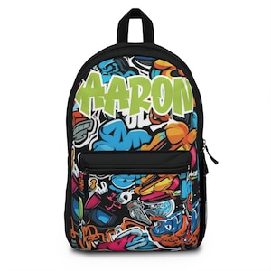 Sac à dos personnalisé pour ordinateur portable avec graffiti, cartable, cartable à dos peint graffiti, idéal pour la rentrée, style rap