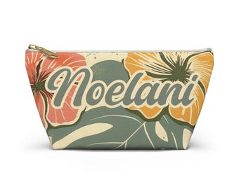 Hibiscus Monstera Makeup Pouch, Hawaii Tropical Ohia Lehua Beauty Organizer Clutch Lipstick Pouch Bag, Bridesmaid Gift Toiletry, Hula Bag