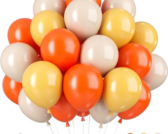 Yellow and Orange Balloons, Brunt Orange and Yellow Balloons, Yellow Orange and White Latex Balloons for Birthday Baby Shower Wedding