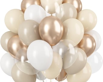 White Gold Balloons , 12Inch Beige Gold Party Sand and Champagne Gold Latex by Taver