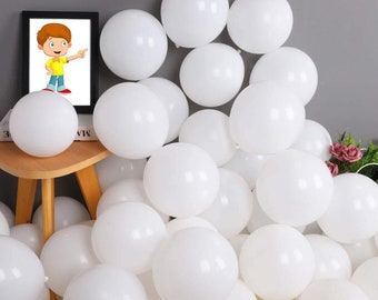 50 Premium 12 inches White Latex Parties, Weddings, Events Helium Quality Birthday Party
