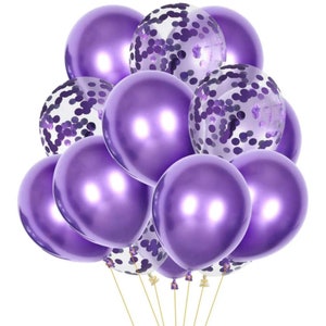 Purple Confetti Balloons 12 inches 10/25/50/100 Packs Latex Party, Celebrations by TAVER