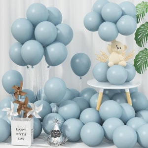 Dusty Light Blue Balloons 12 inches Birthday Party Invitation Celebration Baby Shower Decoration Gift Anniversary Bridal Shower Watercolor