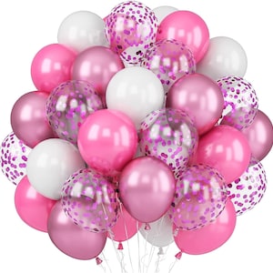60PCS 12 Inch Pink & White Balloons - Party Pack For Decorations, Bulk Latex Balloons