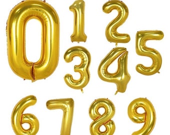 Gold Number Foil Balloons 40 inch Birthday Party by TAVER BALLOONS