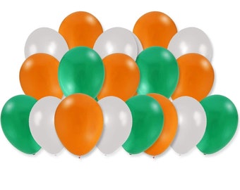 Green, White & Orange Latex Balloons 12 inch St Patrick's Day birthday by Taver