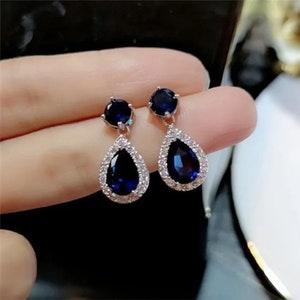 Luxury Silver Women Jewelry Pendant Drop Dangling Earrings 925 White Zircon Stone Gift Wedding image 7