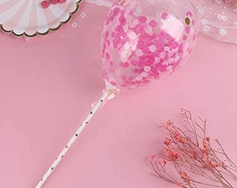 Pink Confetti Balloon Cake Toppers 5 Inch by TAVER