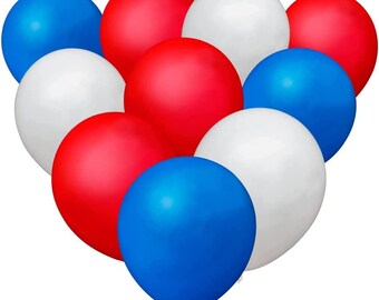 5" INCH Plain Balloons Red/Baby Blue/White Air Quality Ballons COLOURS Uk Online 
