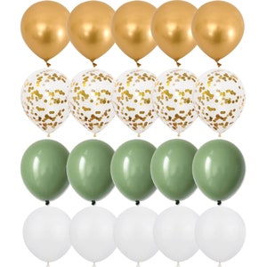 Palloncini oro metallizzato, verde salvia e bianchi Palloncini coriandoli da 12 pollici per feste, matrimoni di Taver