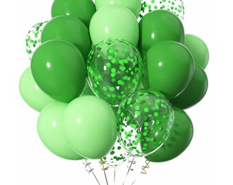 Light Green and Green Balloons Mix Confetti Balloons 12 Inch