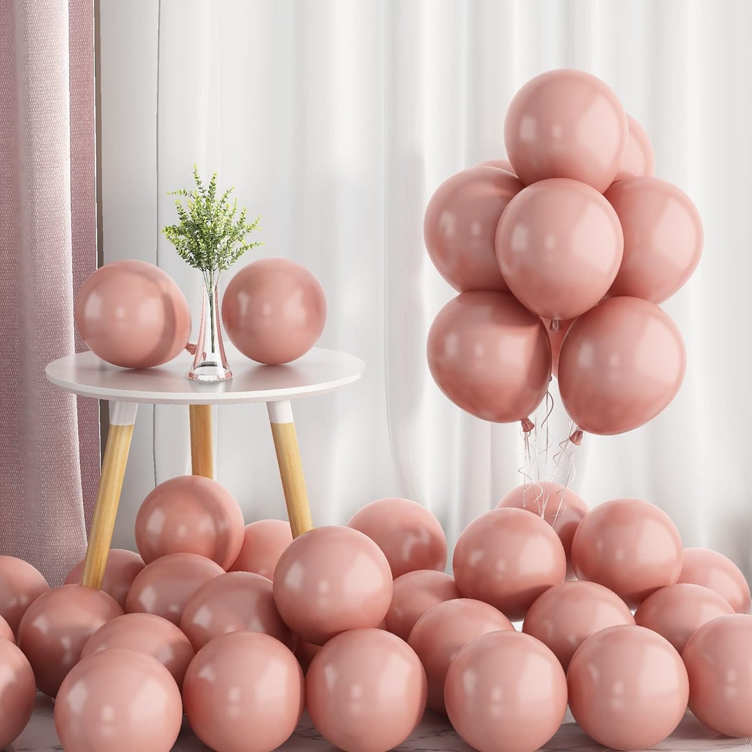 60 Piece Dusty Pink & Rose Gold Balloon Set - Metallic, Retro Pink, Ivory White For Party Decor
