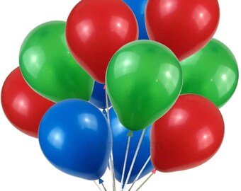 Red, Green & Blue Balloons 10/25/50/100 12" Birthday Party, Celebration Decoration by TAVER