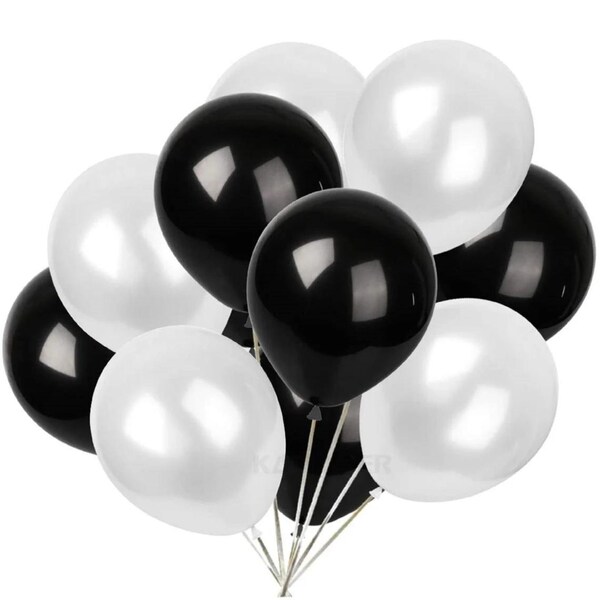 White and Black Balloons 10/25/50/100 Packs 10" Latex Birthday Party, Wedding Anniversary, Decoration, Celebration, Events by TAVER