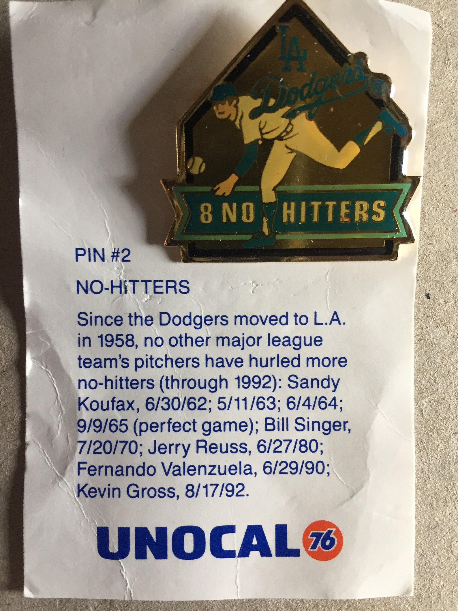 1993 Unocal 76 Los Angeles Dodger Lapel Pins Etsy