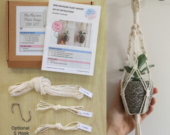 DIY Mini Macrame Plant Hanger Kit, Beginner Macrame, Cacti Succulent, Plant Lover Gift, Birthday Gift, Creative Letterbox Gift