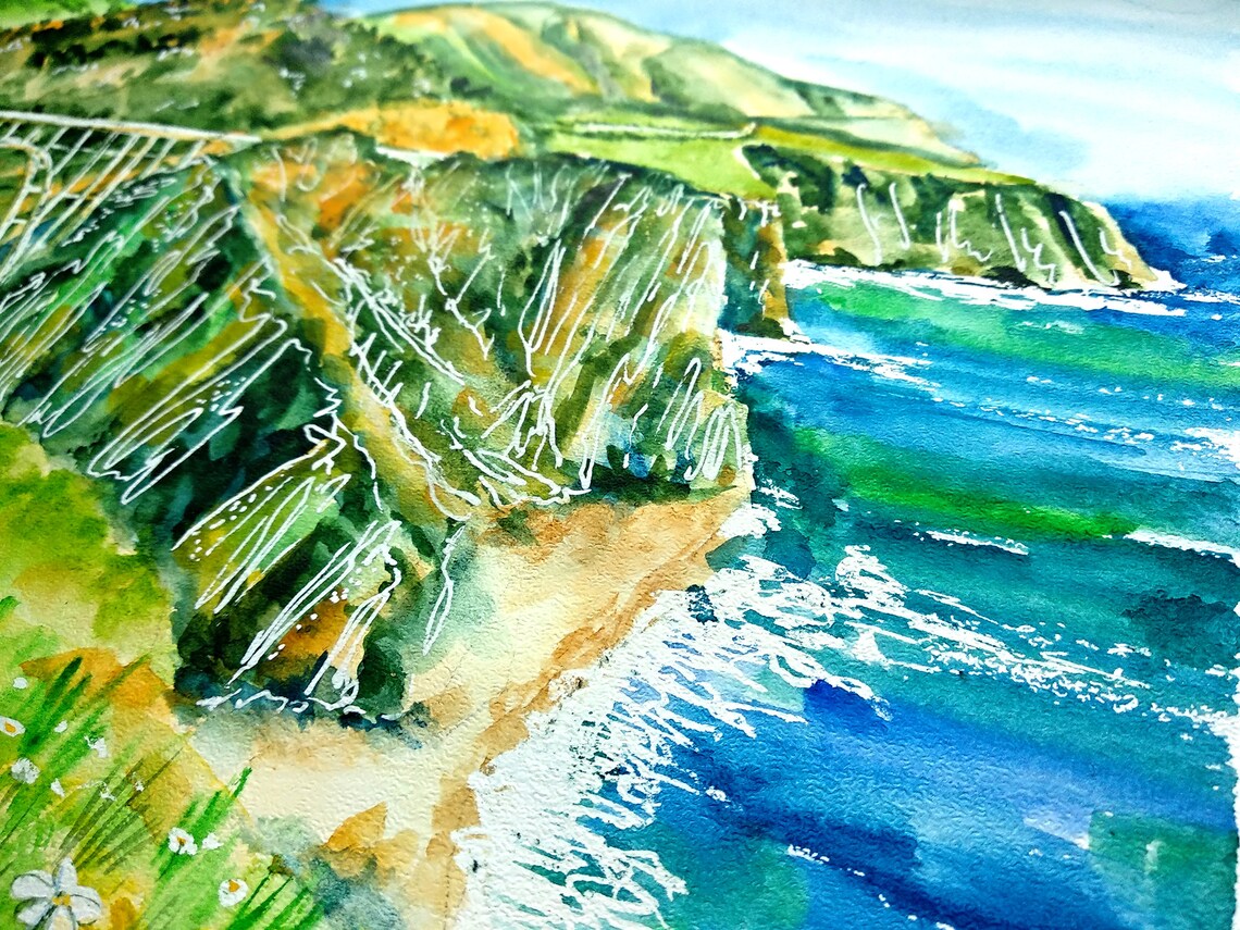 Big Sur Wall Art Daisy Original Art California Wildflower Etsy