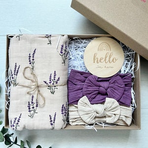 Conjunto de manta para envolver/Conjunto de manta y diademas/Envolturas para bebé/Mantas para envolver/Regalo para bebé recién nacido/Conjunto de regalo para niña/Regalo para baby shower de niña