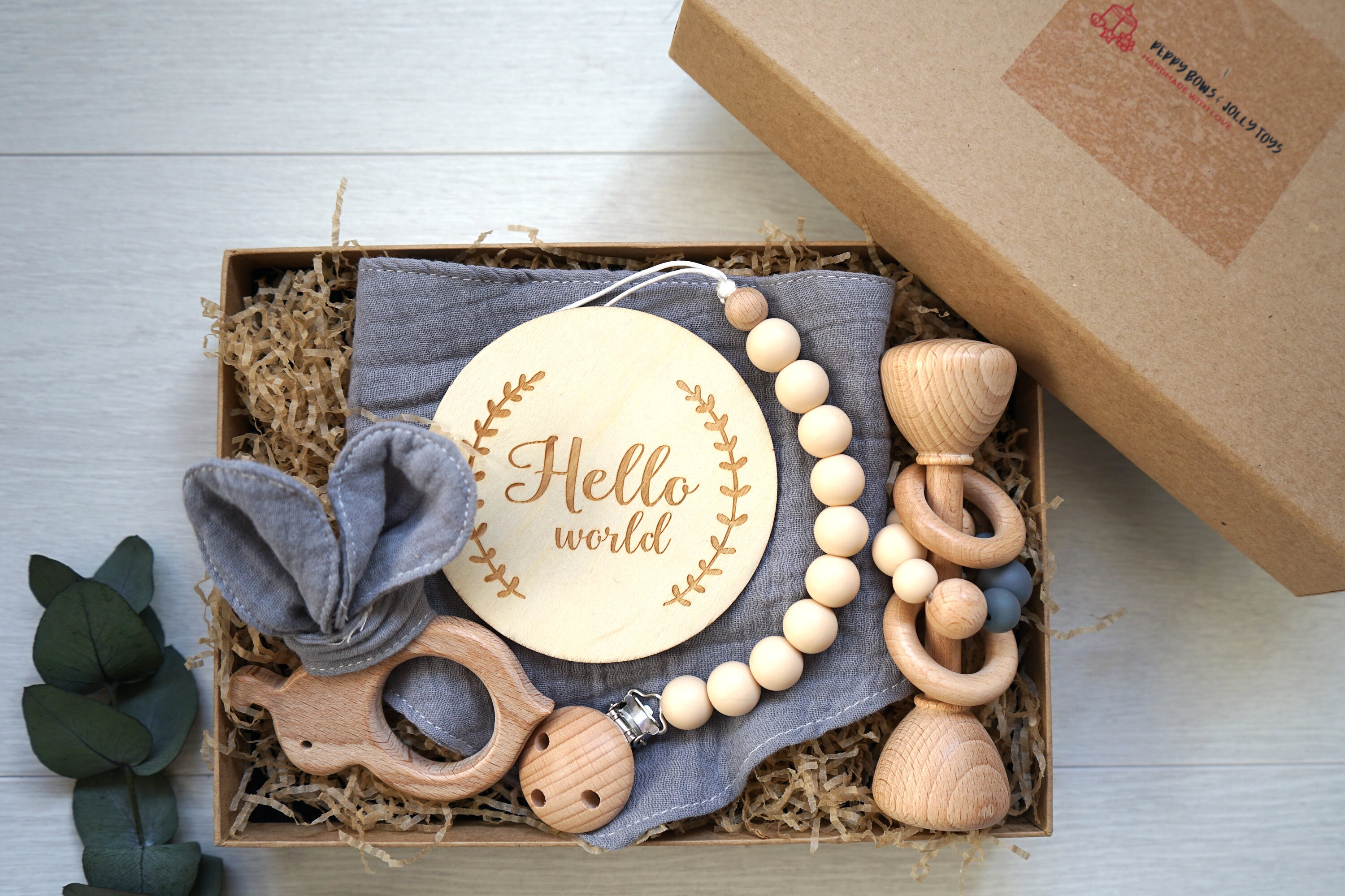 Baby Gift/Baby Gift Box/Unisex Baby Gift/Baby Bib and Dummy Etsy