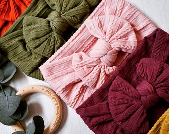 Lazos para bebé/Diademas para bebé/Diadema de punto cable para bebé/Diadema con lazo para bebé/Diadema con nudo para bebé/Regalo para niña/Sombreros para niña/Pañuelo para la cabeza para bebé
