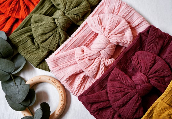 Baby Bows/baby Headbands/baby Cable Knit Headband/baby Bow