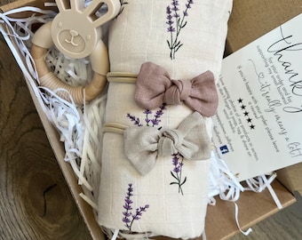 Conjunto de manta para envolver/Conjunto de manta y diademas/Envolturas para bebé/Mantas para envolver/Regalo para bebé recién nacido/Conjunto de regalo para niña/Regalo para baby shower de niña