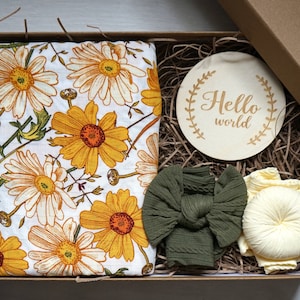 Geschenkdoos babymeisje/set babydoekje en hoofdband/swaddle set meisje/baby mousseline en hoofdband cadeau/cadeau babymeisje/cadeau nieuwe baby/cadeau baby