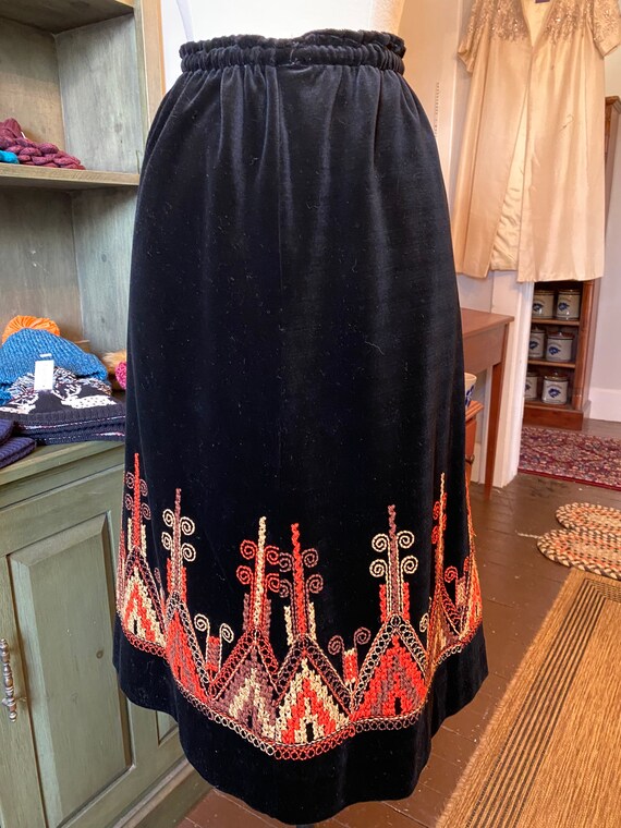 1960s velvet embroidered skirt