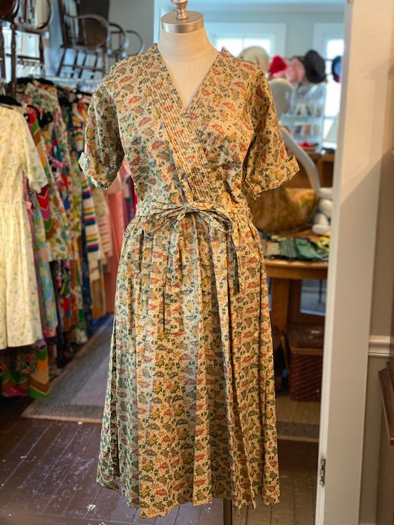 1950s Printed Wrap Dress