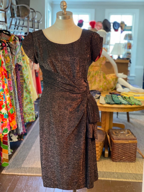 1950s lurex wiggle dress