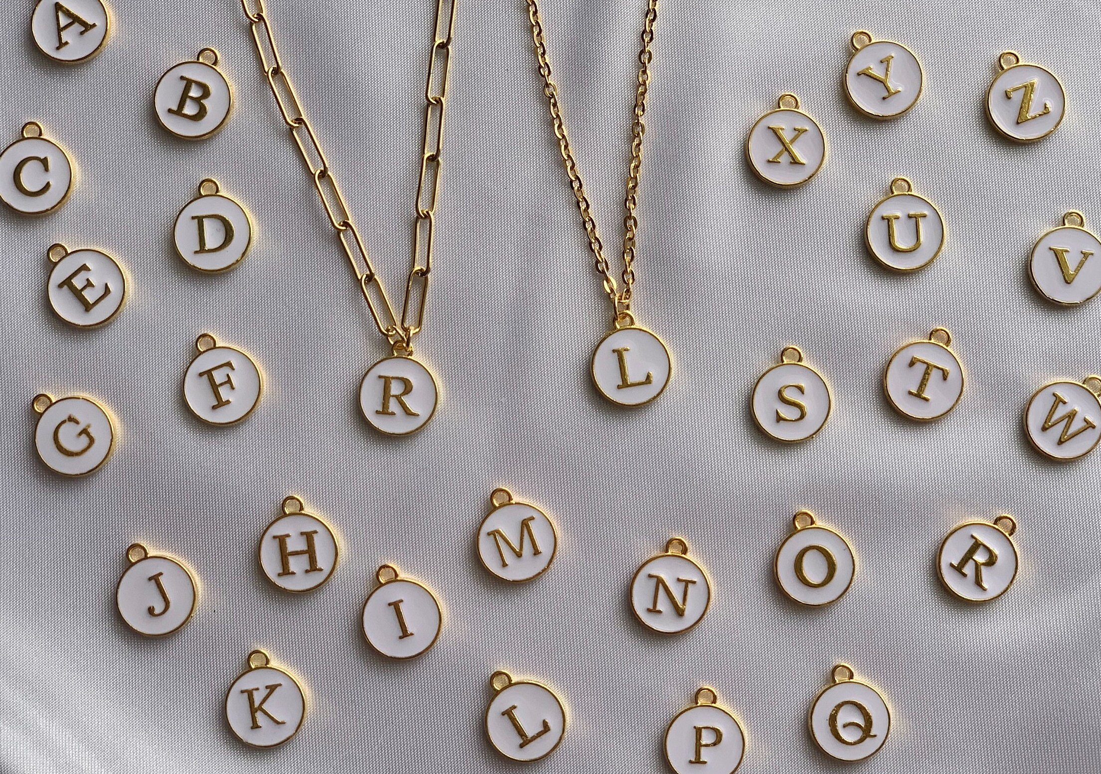 Gold Initial Personalized Enamel Paperclip Chain Necklace Etsy