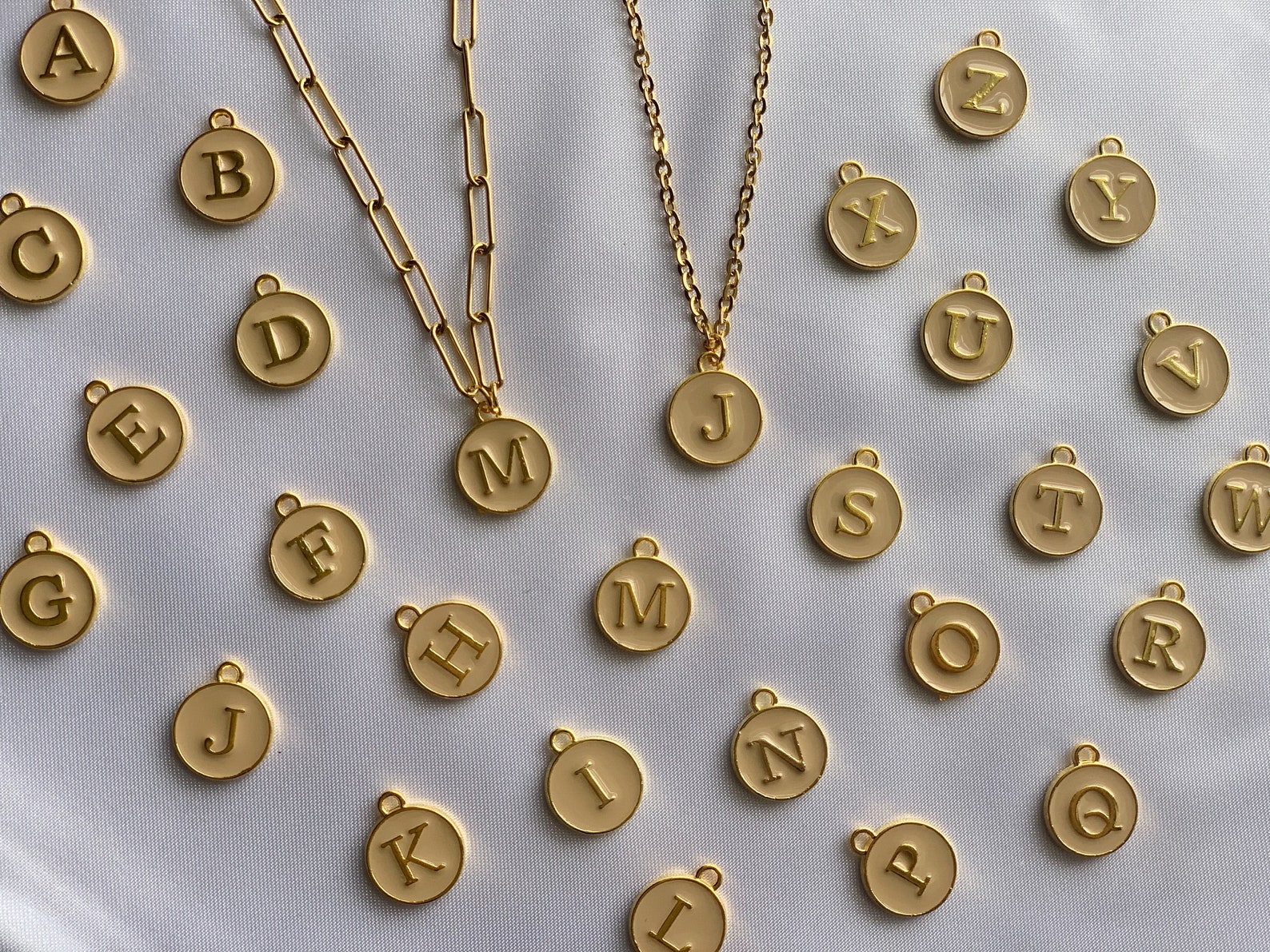 Gold Initial Personalized Enamel Paperclip Chain Necklace Etsy