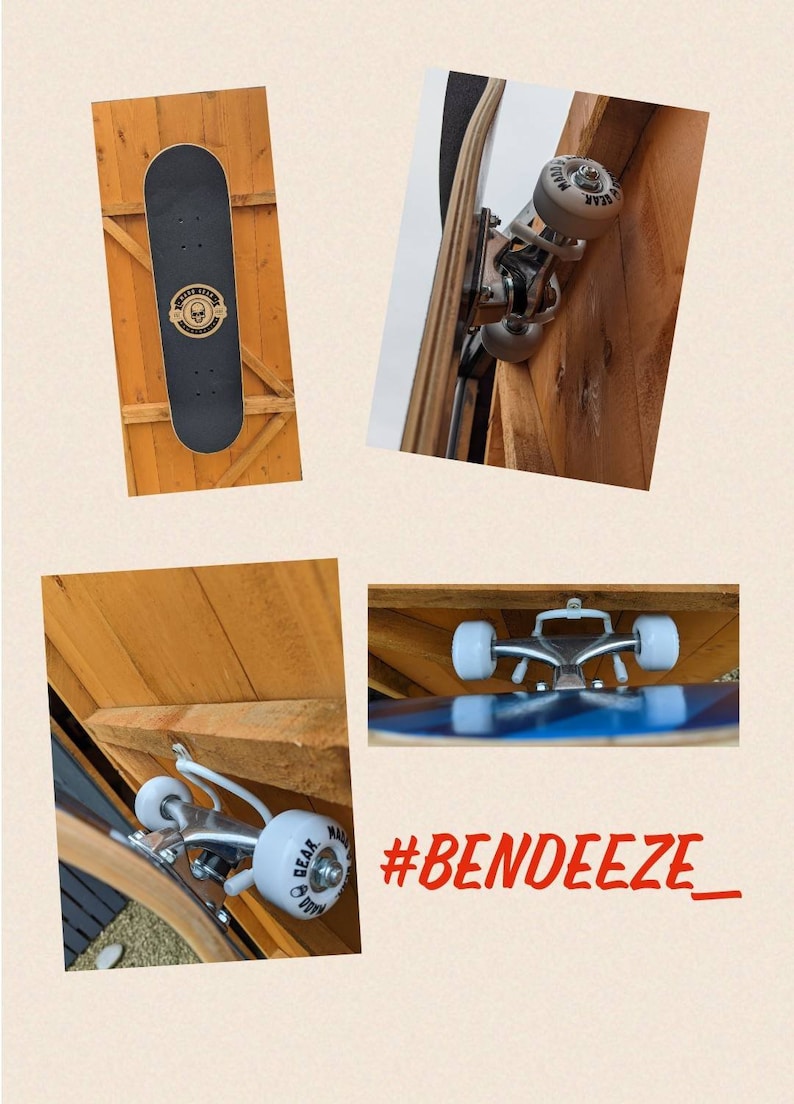 Handgefertigtes Skateboard Wandhalterung | Skateboard Halter & Display Rack | Platzsparende Skate-Aufbewahrung | Made in Großbritannien Skateboard Organizer Bild 4