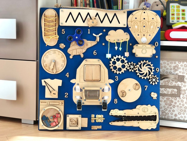 LED grand panneau occupé Montessori activité éducative jouet maison école jeu de mémoire bébé cadeau 18in1 Bleu