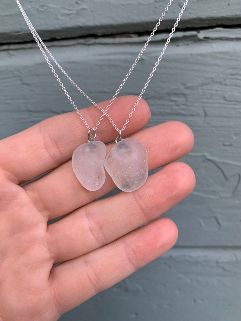 Soulmate friendship moi et toi sea glass necklaces