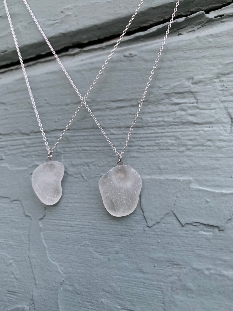 Soulmate friendship moi et toi sea glass necklaces