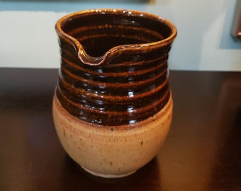 Shades of Brown Potttery Pitcher Signed by Artist