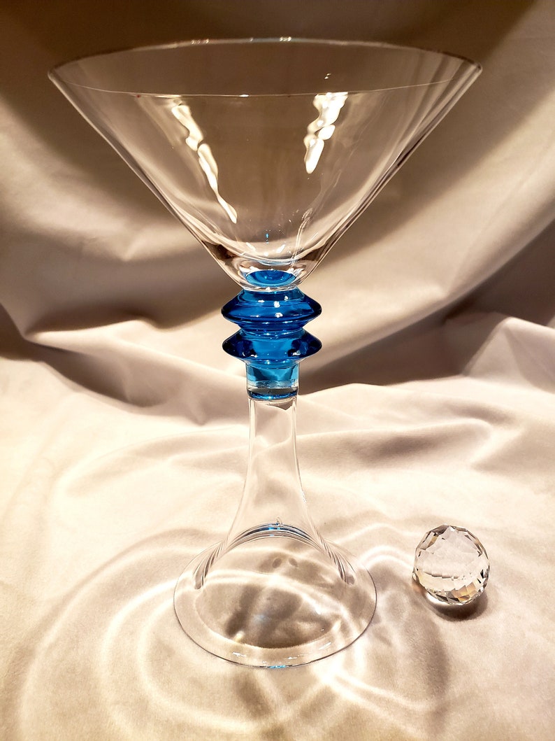 Vintage Martini Glass Teal Blue Accent Kitchen & Dining Home & Living